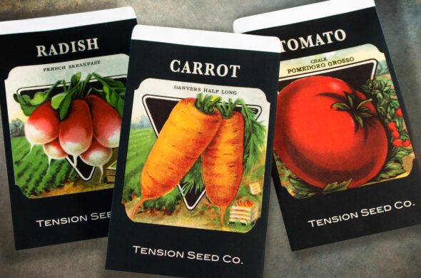 A selection of Tension’s customizable seed packet envelopes.