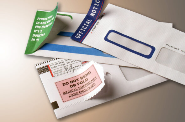 An assortment of Tension’s interactive direct mail envelopes.