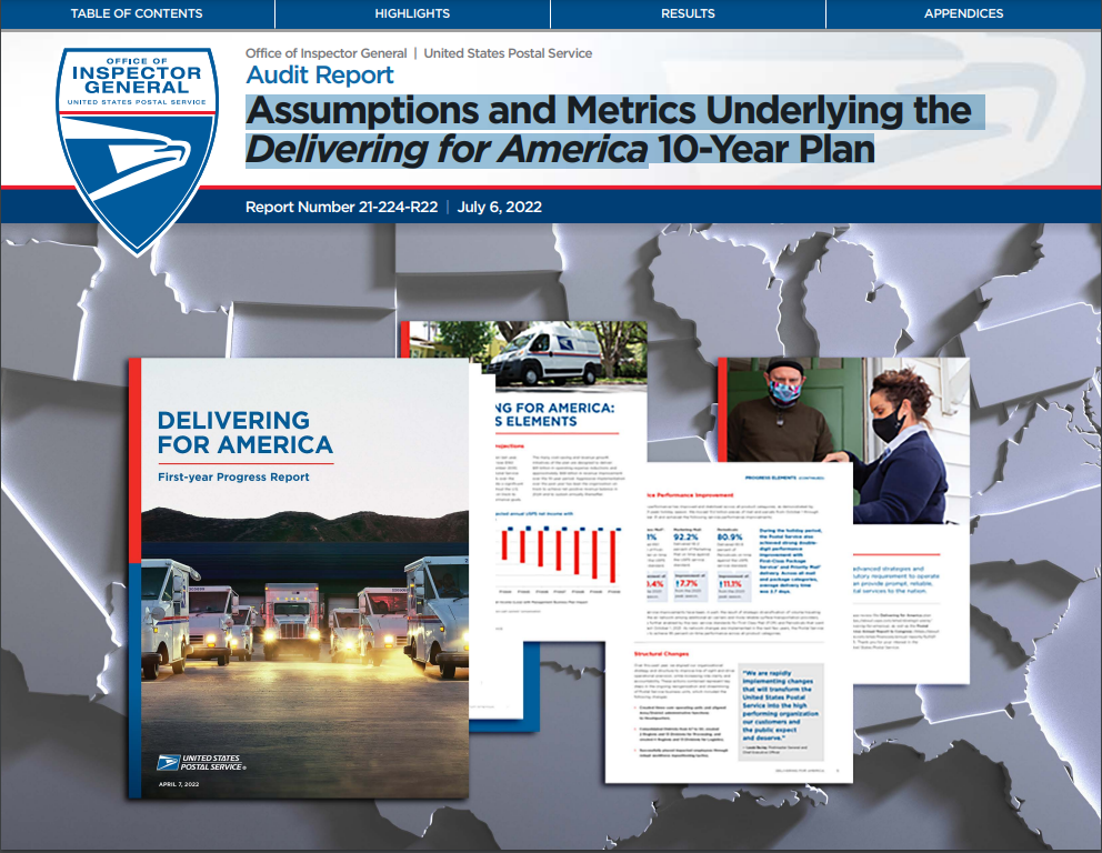 Office of Inspector General (OIG) Report: Assumptions and Metrics Underlying the Delivering for America 10-Year Plan